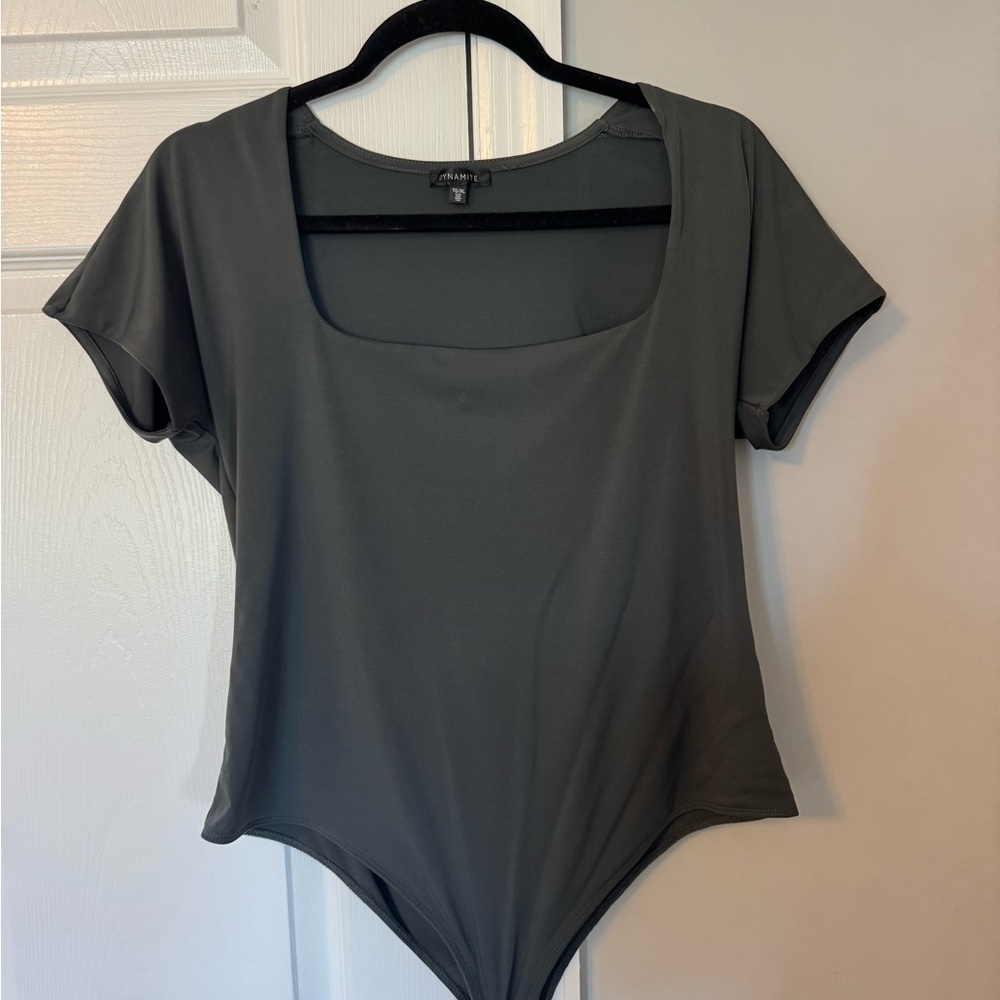 Charcoal Scoop Neck Bodysuit - Women's